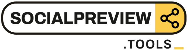 Search bar shaped SOCIALPREVIEW.TOOLS logo with a share icon
